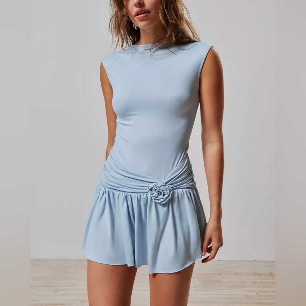 SOLD Kimchi Blue Babette Rosette Romper light blue